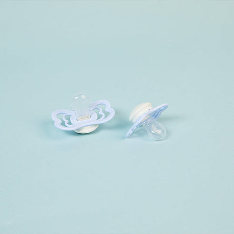 Supreme GLOW Pacifiers 2 Pk- Iron/Baby Blue by Bibs