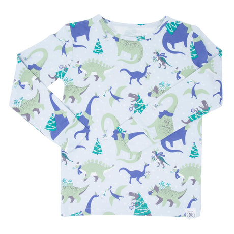 Big Kid Pajama - Holiday Dinos by Sweet Bamboo