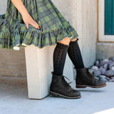 Black Fancy Lace Top Knee High Socks by Little Stocking Co.