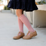 Blush Fancy Lace Top Knee High Socks by Little Stocking Co.
