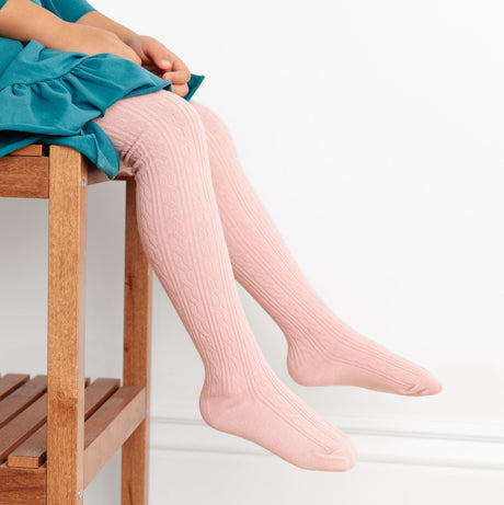 Blush Pink Cable Knit Tights by Little Stocking Co.