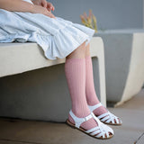 Blush Cable Knit Knee High Socks by Little Stocking Co.