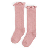 Blush Fancy Lace Top Knee High Socks by Little Stocking Co.