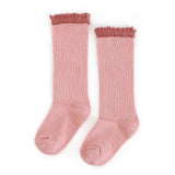 Blush + Mauve Lace Top Knee High Socks by Little Stocking Co.