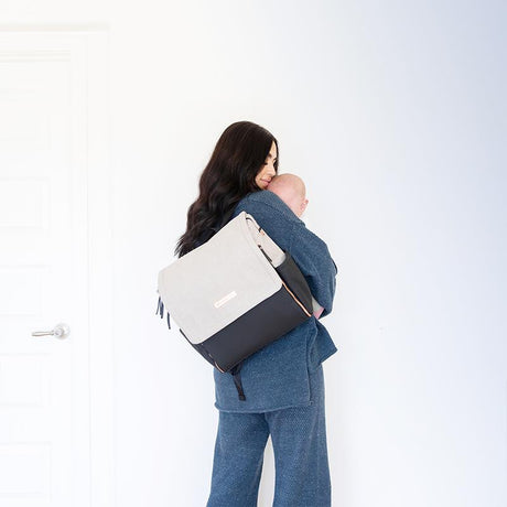 Boxy Backpack in Sand/Black by Petunia Pickle Bottom