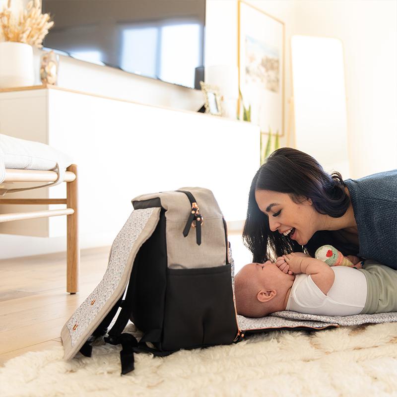 Boxy Backpack in Sand/Black by Petunia Pickle Bottom