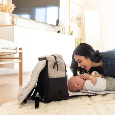 Boxy Backpack in Sand/Black by Petunia Pickle Bottom