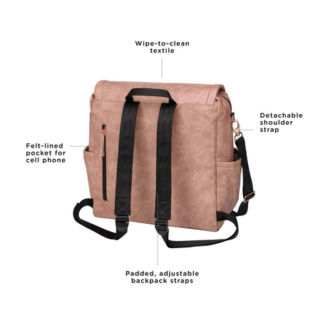 Boxy Backpack in Dusty Rose Matte Leatherette by Petunia Pickle Bottom