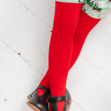 Bright Red Cable Knit Tights by Little Stocking Co.