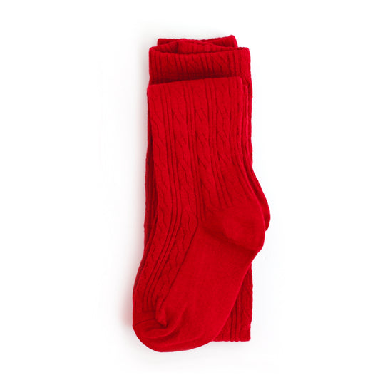 Bright Red Cable Knit Tights by Little Stocking Co.