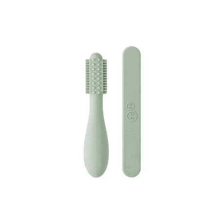 Baby-Led™ Toothbrush + Sensory Tongue Depressor Dual Pack - Sage by EZPZ