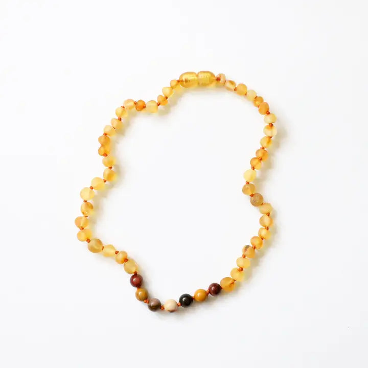 Raw Honey Baltic Amber + Mookaite Jasper || Necklace by CanyonLeaf