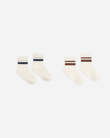 Stripe Socks, 2-Pack || Fog, Mulberry by Rylee + Cru