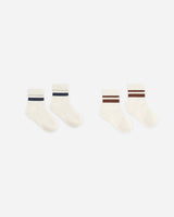 Stripe Socks, 2-Pack || Fog, Mulberry by Rylee + Cru