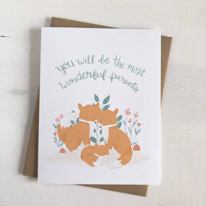 Wonderful Parents- New Baby Fox Woodland Card