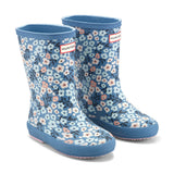Kids First Classic Rain Boots- Medium Blue Floral Print by Hunter Boots