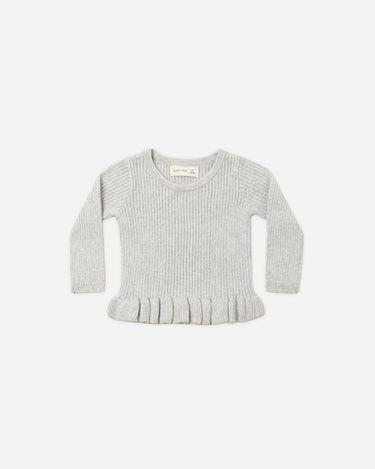 Rib Knit Peplum Top || Heathered Fog by Quincy Mae