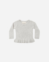 Rib Knit Peplum Top || Heathered Fog by Quincy Mae