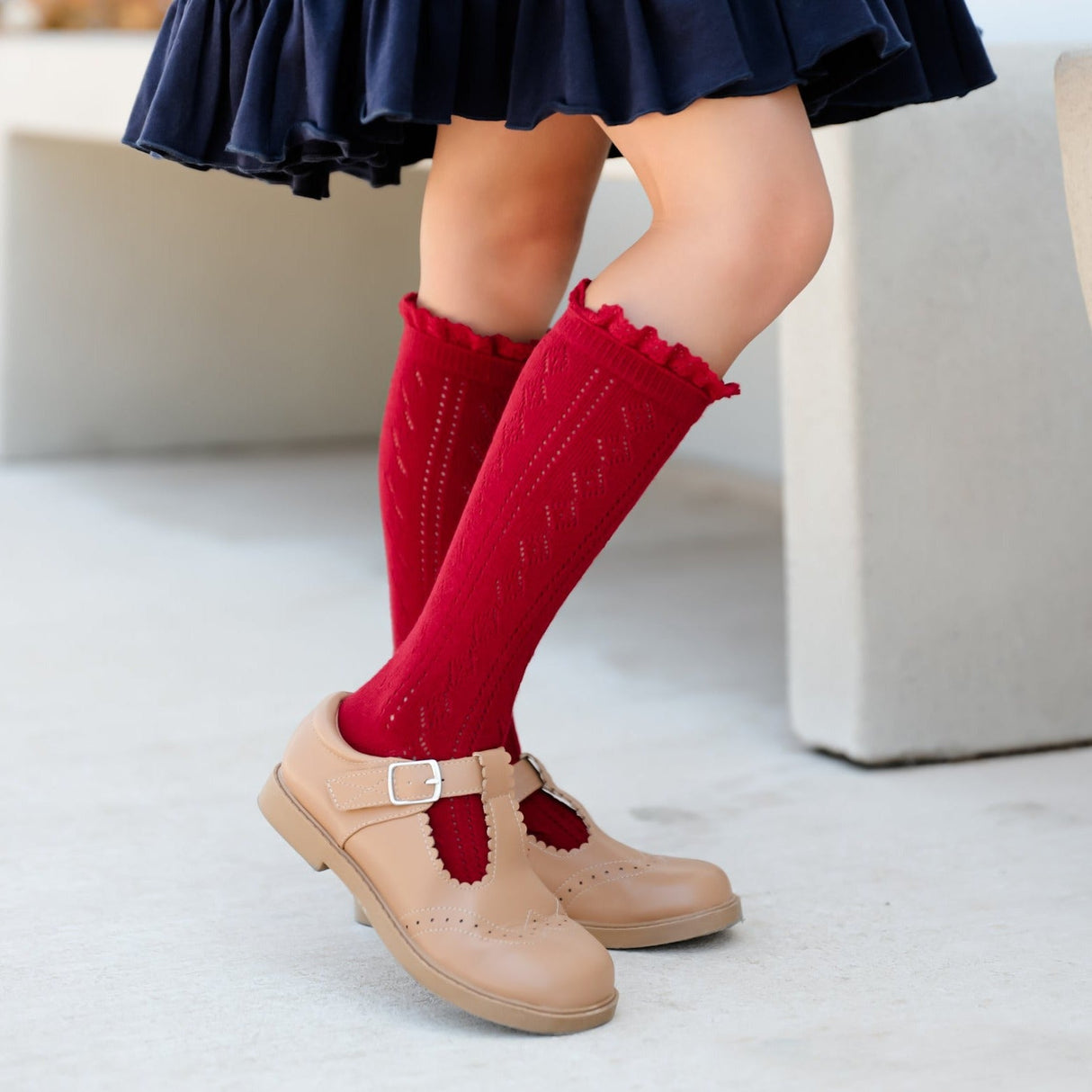 Cherry Fancy Lace Top Knee High Socks by Little Stocking Co.