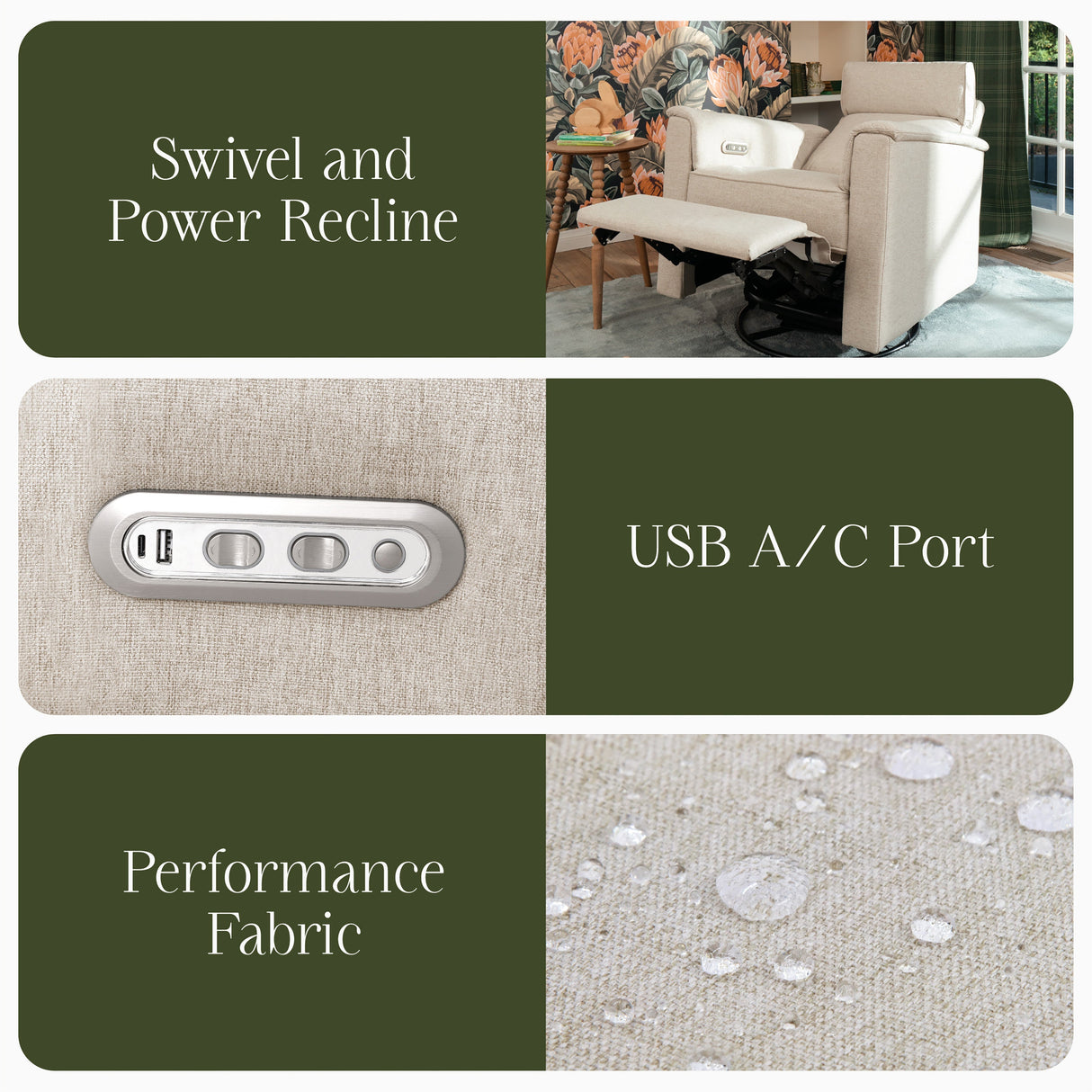 Namesake Willa Plus Power Glider Recliner + Power Headrest