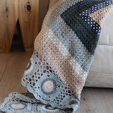 grey and cream hand crochet blanket by and the little dog laughed