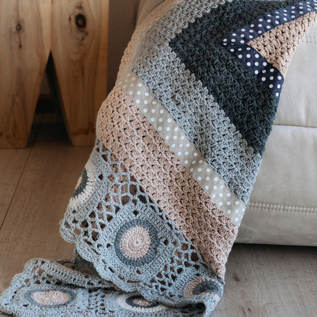 grey and cream hand crochet blanket by and the little dog laughed
