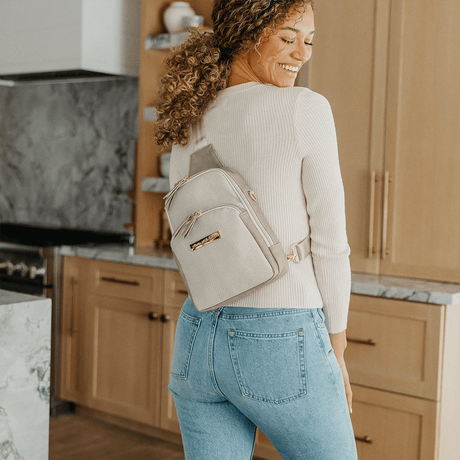 Criss-Cross Sling in Grey Matte Cable Stitch by Petunia Pickle Bottom