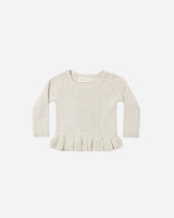 Rib Knit Peplum Top || Heathered Oatmeal by Quincy Mae