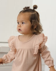 Long Sleeve Flutter Dress || Dusty Rose by Quincy Mae