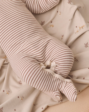Baby Footie || Cocoa Microstripe by Quincy Mae