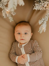 Bamboo Footie Romper in Christmas Stripe by babysprouts