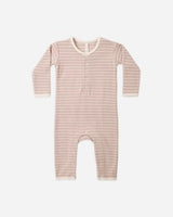 Ribbed Baby Jumpsuit || Dusty Rose Microstripe by Quincy Mae