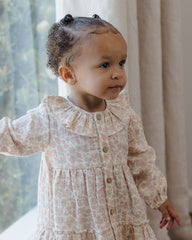Ruffle Collar Button Dress || Pink Blossom by Quincy Mae