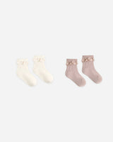 Lace Trim Socks, 2-Pack || Rosewood, Natural by Rylee + Cru