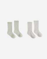Ribbed Socks, 2-Pack || Fog, Sage by Rylee + Cru