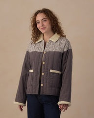 Women's Quilted Collar Jacket || Slate Floral by Rylee + Cru