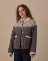 Women's Quilted Collar Jacket || Slate Floral by Rylee + Cru
