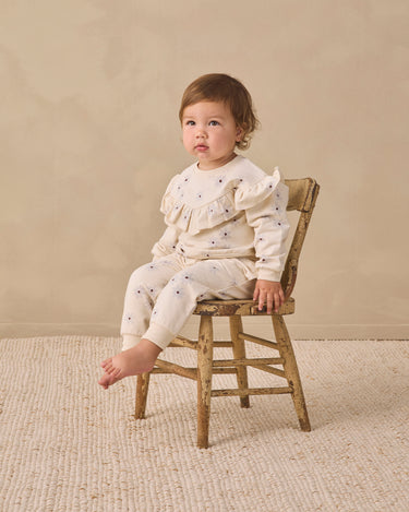 Ruffle Fleece Sweatshirt || Blue Daisy by Quincy Mae