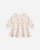 Velour Baby Dress || Red Bows by Quincy Mae