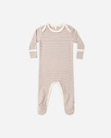 Baby Footie || Cocoa Microstripe by Quincy Mae