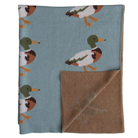 Cotton Knit Baby Blanket w/ Ducks by Creative Co-Op