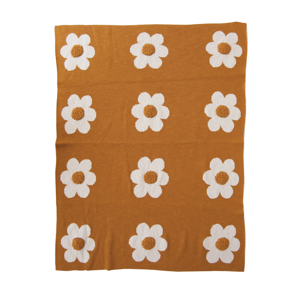 Cotton Knit Baby Blanket w/ Flowers & Tufting by Creative Co-Op