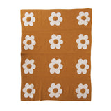 Cotton Knit Baby Blanket w/ Flowers & Tufting by Creative Co-Op