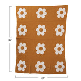 Cotton Knit Baby Blanket w/ Flowers & Tufting by Creative Co-Op