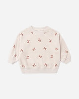 Velour Relaxed Sweatshirt || Red Bows by Quincy Mae