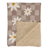 Cotton Knit Baby Blanket w/ Daisies & Check Pattern by Creative Co-Op