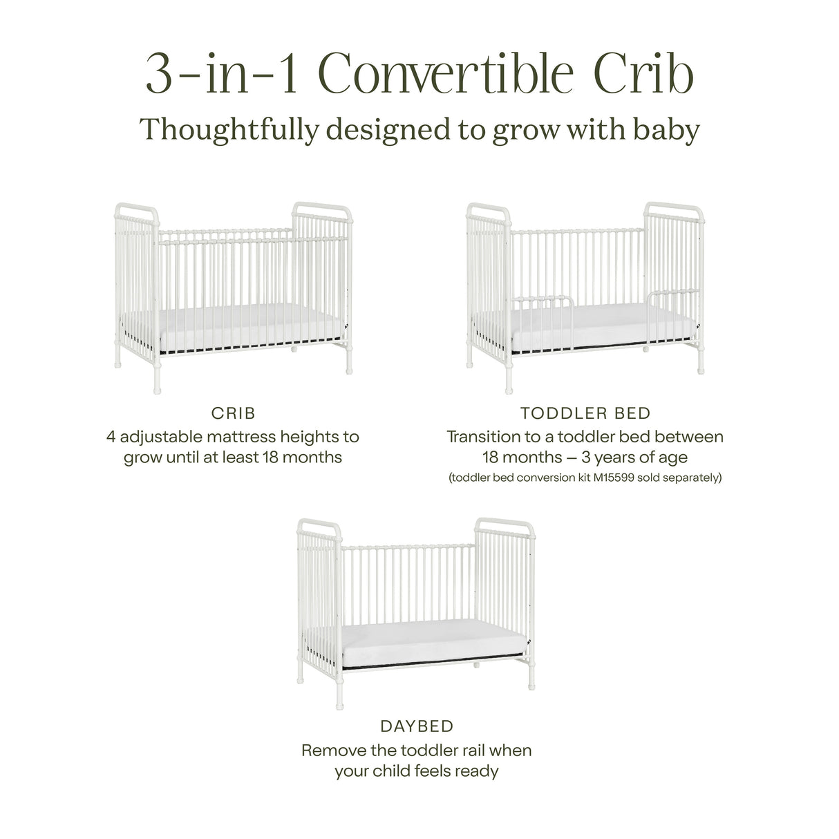 Namesake Abigail 3-in-1 Convertible Crib