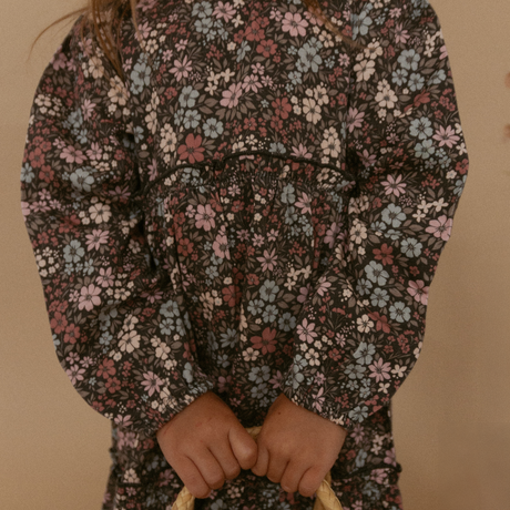 Organic Long Sleeve Tiered Dress - Bohemian Floral by Makemake