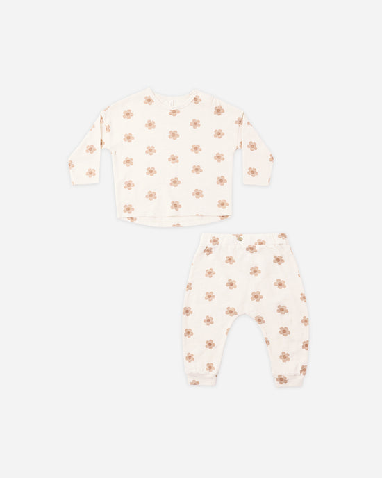 Long Sleeve Tee + Pant Set || Pink Daisies by Rylee + Cru