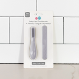 Baby-Led™ Toothbrush + Sensory Tongue Depressor Dual Pack - Pewter by EZPZ